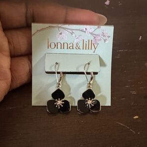 Lonna & Lilly Black Floral Drop Earrings